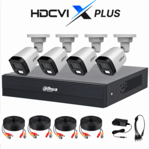 Kit de 4 Cámaras DAHUA de 2 Megapíxeles DVR Cooper-I WizSense con IA, H.265+, 4 cámaras B1A21 1080p, 4 canales + 1 IP o hasta 5 IP, SMD Plus, búsqueda de humanos y vehículos, incluye accesorios