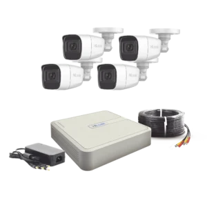 Kit 4 cámaras HILOOK TurboHD 1080p Lite / DVR 4 canales / Micrófono integrado / 4 Cámaras Bala de Policarbonato con Micrófono Integrado