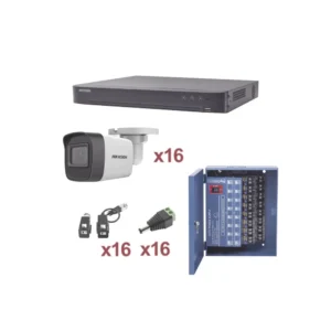 KIT de 16 cámaras HIKVISION TurboHD 1080p / DVR 16 Canales / 16 Cámaras Bala (exterior 2.8 mm) / Transceptores / Conectores / Fuente de Poder Profesional