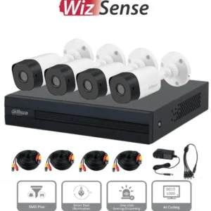 Kit de 4 Cámaras DAHUA de 2 Megapíxeles DVR Cooper-I WizSense Con IA H.265+ 4 Canales + 1 IP o Hasta 5 Canales IP 4 Canales SMD Plus Búsqueda de Humanos y Vehículos (copia)