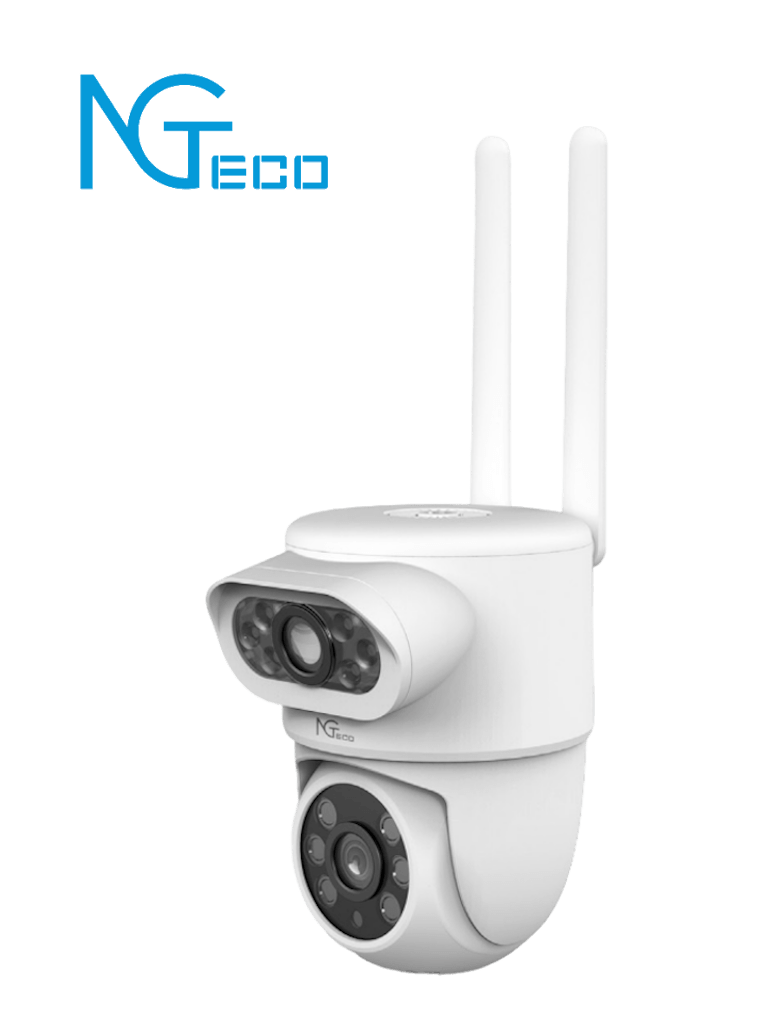 Cámara PT NGTECO WiFi, 4MP, Lente Dual, Monitoreo 2 Áreas, Detección Humana, Audio 2 Vías, Paneo y Tildeo, Almacenamiento Local y en la Nube