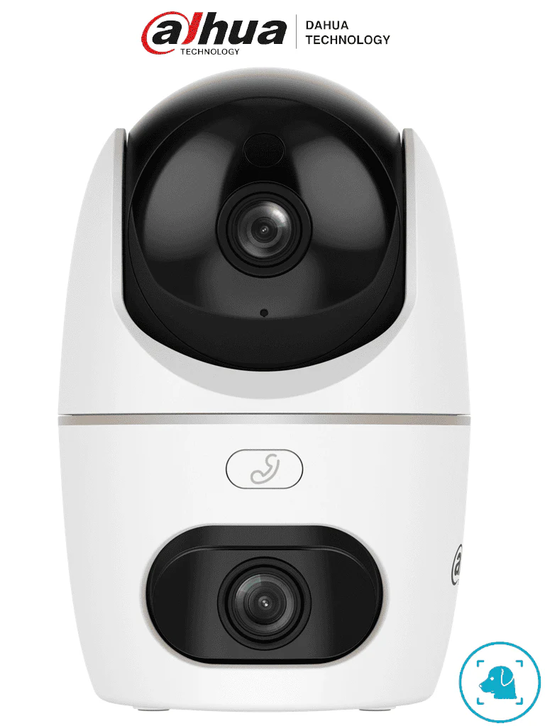 Cámara DAHUA IP PT Dual de 10 Megapíxeles Hero 2 Lentes de 3k 30 de IR y Luz Visible Botón de Llamada Audio 2 vías Detección de Humanos y Mascotas Disuasión activa AutoTracking Ranura MicroSD (H5D-5F) - DH-HPT1539DD-STW-5E2-IL - DHT0060117