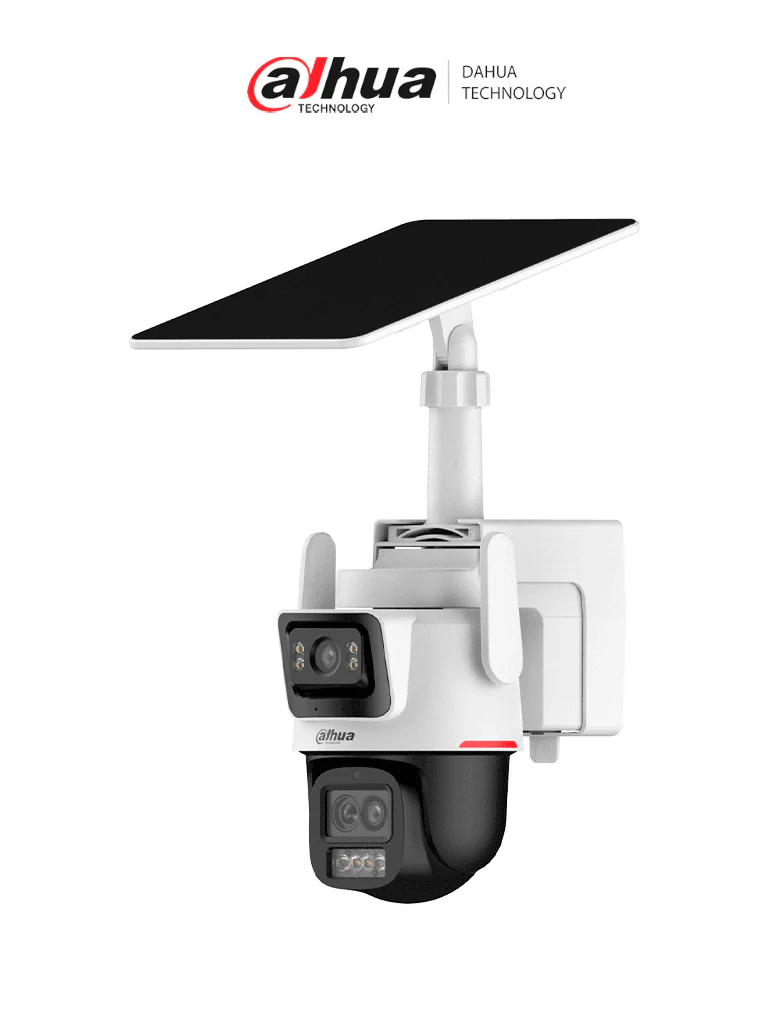 Cámara DAHUA PT Solar 4G WizColor Dual 3 + 3MP SMD 3.0 Disuasión Activa Audio bidireccional Zoom Híbrido Inteligente Auto tracking Lite Modo AOV (“Always-On Video”) IP 66 Ranura - DH-IPC-PTS2649C-3E3Z-4GB20