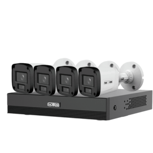 Kit 4 Canales SAXXON HDCVI 1080P 4 Cámaras B20P 2.8mm Apertura Hasta 100° Grabador Soporta Hasta 5 Canales IP y Detección de Movimiento Inteligente Policarbonato - SUA-KIT/XVR1E04-I/4-B20P-0280B