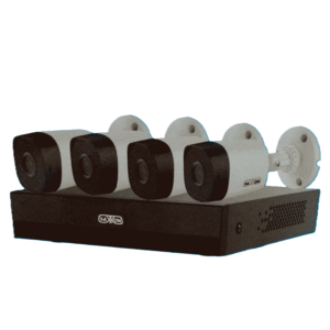 SAXXON SUA-KIT/XVR1E04-I/4-B10P-0280B - Kit de 4 Canales HDCVI/ Cámaras B10P de 1MP 720P/ Lente de 2.8mm Con Apertura de Hasta 100°/ Grabador de 4 Canales con Detección de Movimiento Inteligente/ Entradas y Salidas de Audio