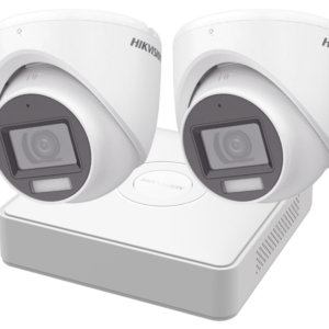 kit de 2 cámaras HIKVISION DOMO TURBOHD 2 Megapixel (1080p) / Imagen a Color 24/7 / Lente 2.8 mm / METAL / Luz Blanca 20 mts / Exterior IP67 / TVI-AHD-CVI-CVBS / dWDR