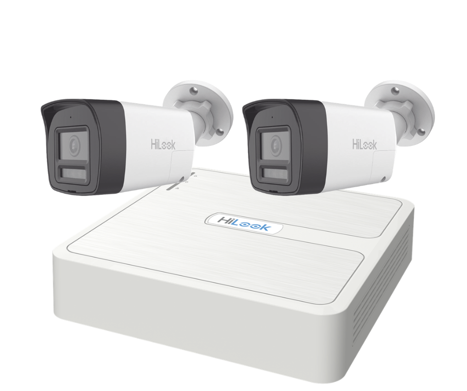 KIT 2 Cámaras Bala TURBOHD 2 Megapíxel (1080p) / Lente 2.8 mm / 30 mts IR EXIR + 20 mts Luz Blanca / Micrófono y Bocina Integrado / Exterior IP67 / Metal / dWDR