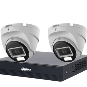 KIT de 2 Cámaras Domo de 2 MP Serie Cooper/ Lente de 2.8 mm con Apertura Hasta 100°/ Iluminación Inteligente Hasta 30Mts con IR + 20Mts Luz Calida/ Con Micrófono Incorporado/ Para Exterior IP67/ Metal