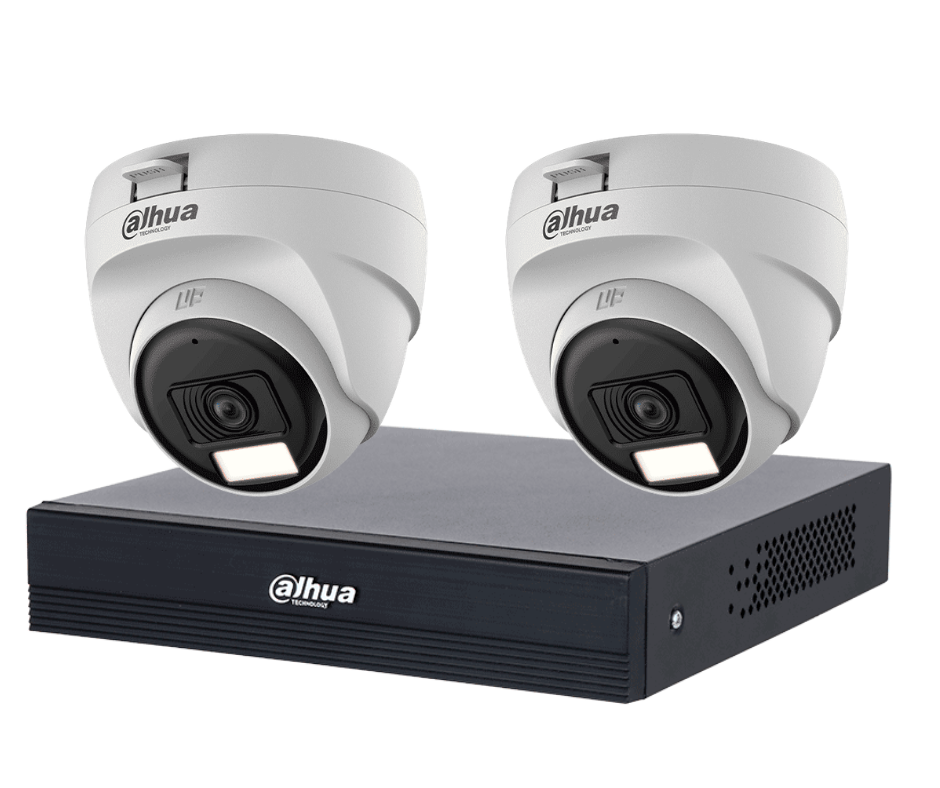 KIT De 2 Cámaras Domo de 2 MP Serie Cooper/ Lente de 2.8 mm Apertura Hasta 100°/ Iluminación Dual Inteligente Hasta 25Mts con IR & 20Mts Luz Calida/ Micrófono Integrado/ Policarbonato