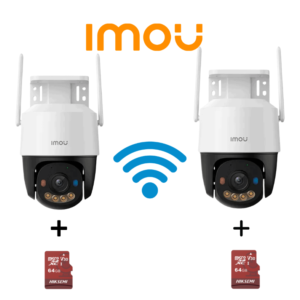 KIT DE 2 CAMARAS IMOU Cruiser + SD 64GB SC 5MP (IPC-K7FN-5H0WE ) - Cámara IP PT de 5 MP/ Wifi/ Full Color/Disuasión activa luces Rojo-Azul/ Audio 2 Vías/ 30 Metros Visión Nocturna/ Sirena de 110 dB/ Smart tracking/ Ranura para MicroSD/ IP66/ #TopIMOU #MICROSD