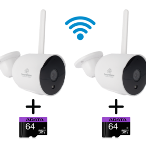 KIT DE 2 CAMARAS BALA IP 2MP| WIFI | AUDIO DE 2 VIAS| ALMACENAMIENTO EN MICROSD| LENTE DE 4MM | ANGULO DE APERTURA 90 GRADOS IP65