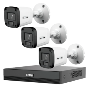 KIT de 3 cámaras SAXXON Tipo Bala de 2 Megapíxeles & 1080P/ Lente de 2.8 mm Apertura de Hasta 100°/ Iluminación IR de Hasta 20m/ Para Exterior IP67/Material Plástico de Alta Duración/Funcionamiento en Modos CVI & AHD & TVI